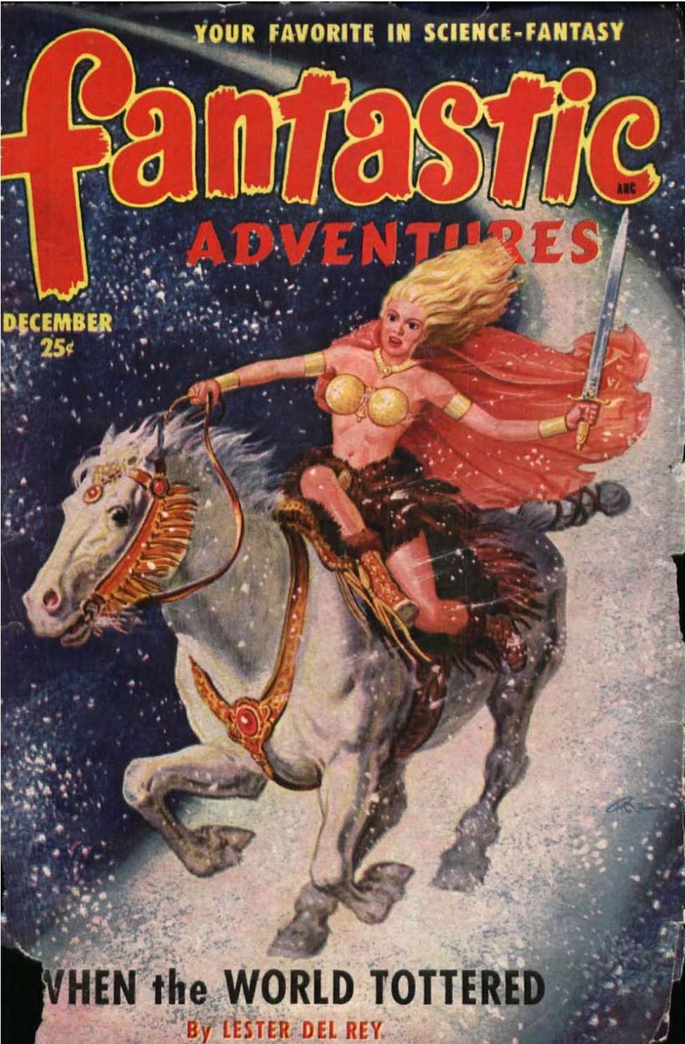 Book Cover For Fantastic Adventures v12 12 - When the World Tottered - Lester del Rey