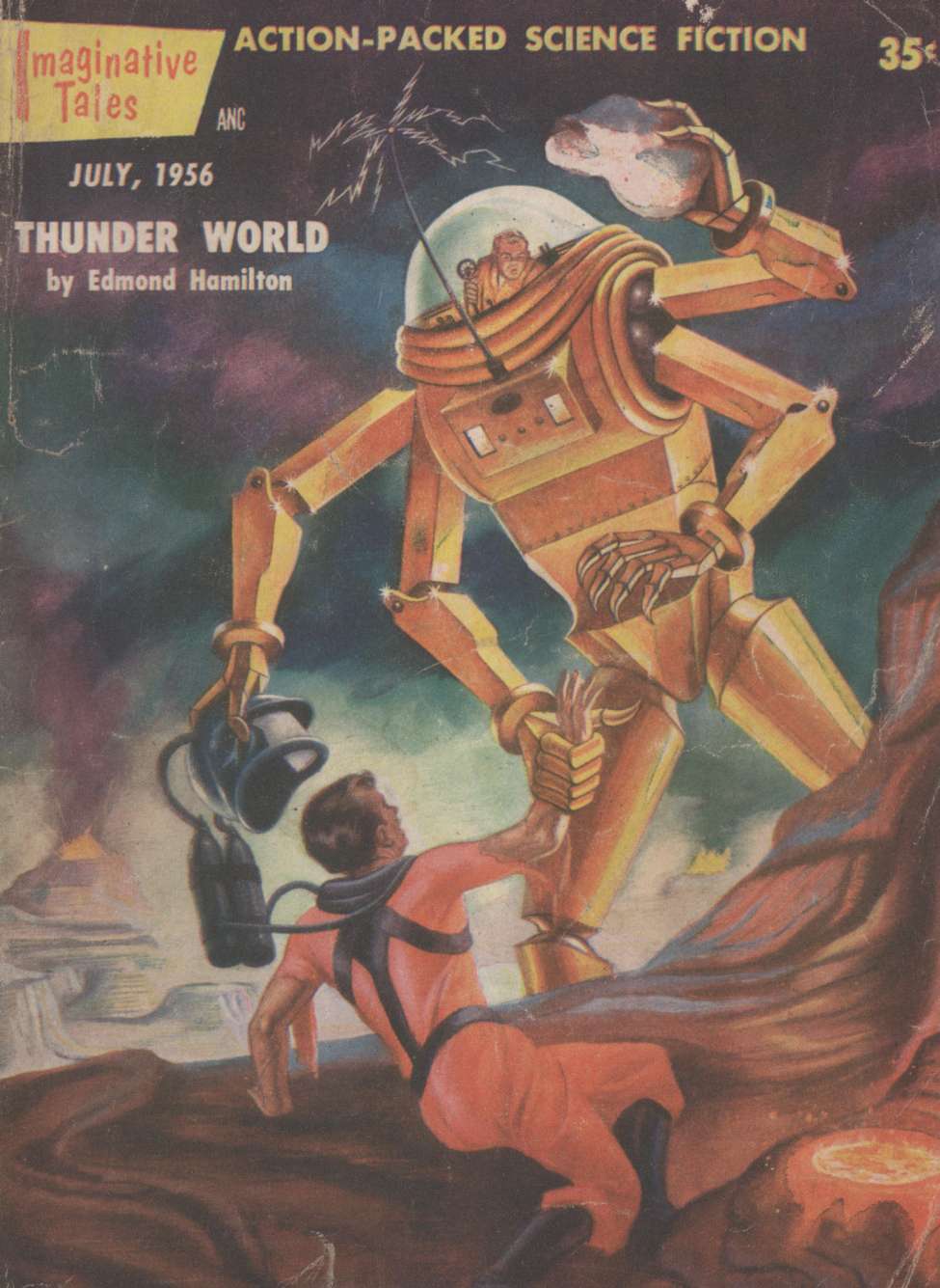Comic Book Cover For Imaginative Tales v3 4 - Thunder World - Edmond Hamilton