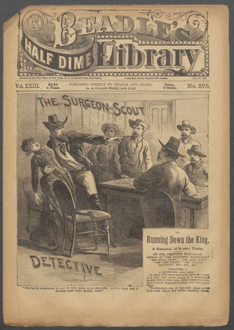 Book Cover For Beadle's Half Dime Library 575 - The Surgeon-Scout Detective