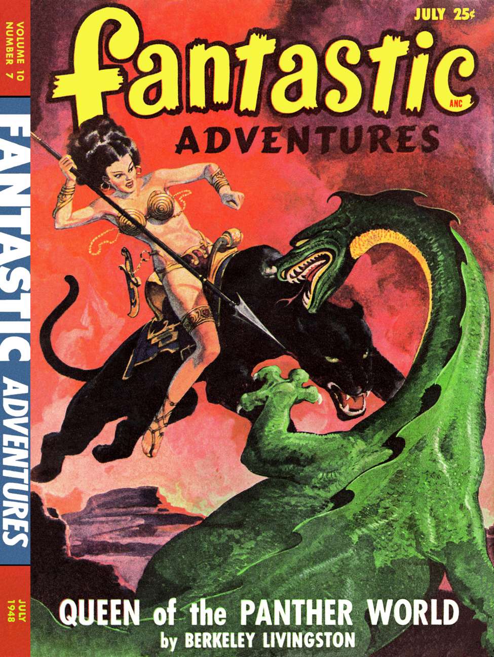 Book Cover For Fantastic Adventures v10 7 - Queen of the Panther World - Berkeley Livingston