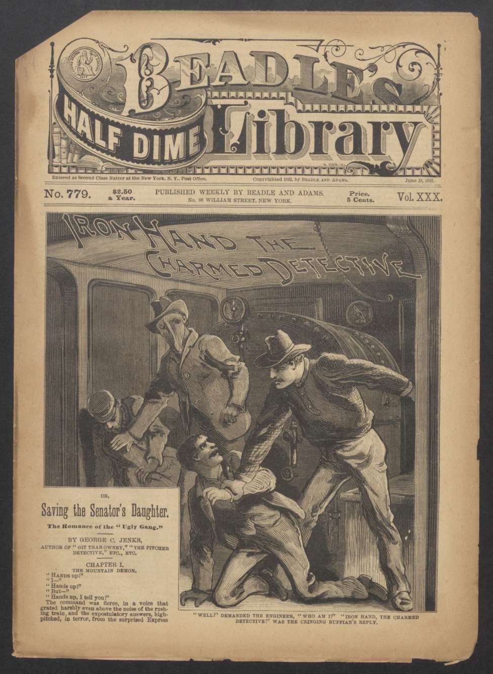 Book Cover For Beadle's Half Dime Library 779 - Iron Hand, the Charmed Detective