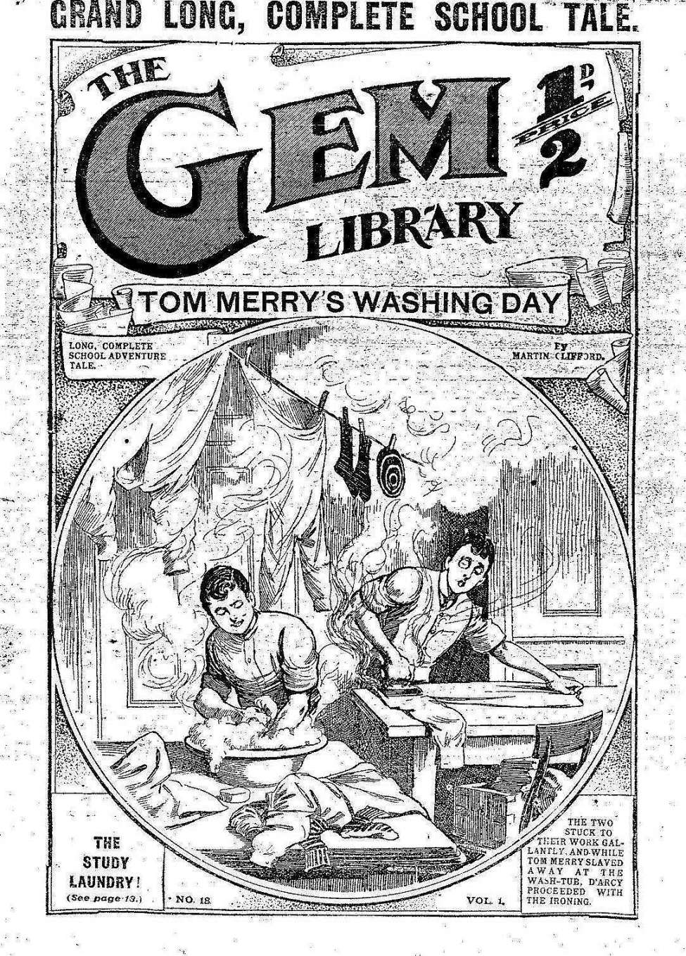 Comic Book Cover For The Gem v1 18 - Tom Merry’s Washing Day