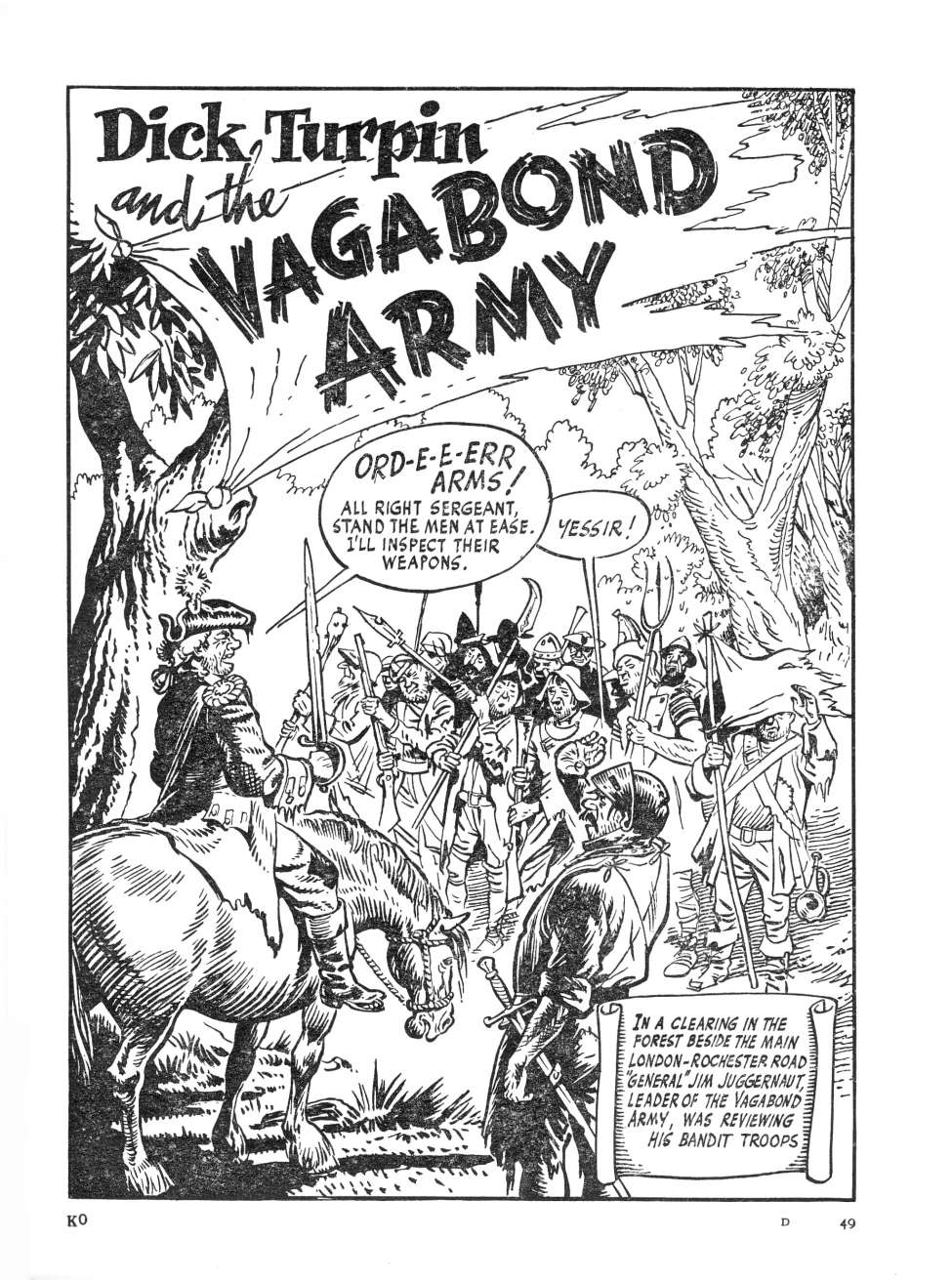 Comic Book Cover For Dick Turpin & the Vagabond Army From Knockout Fun Book 1954