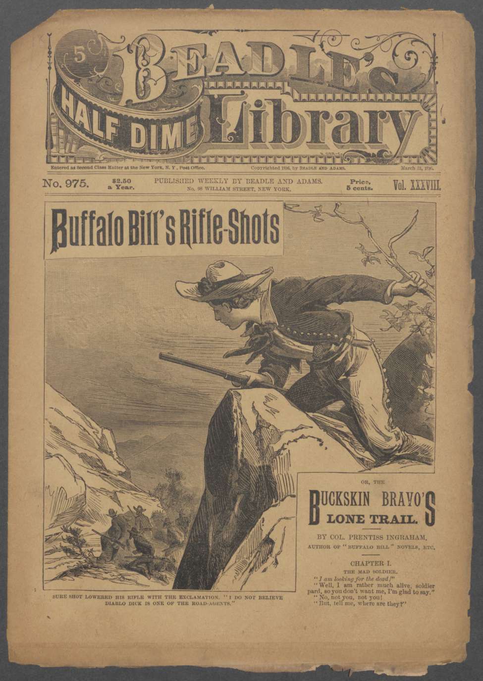 Book Cover For Beadle's Half Dime Library 975 - Buffalo Bill's Rifle-Shots