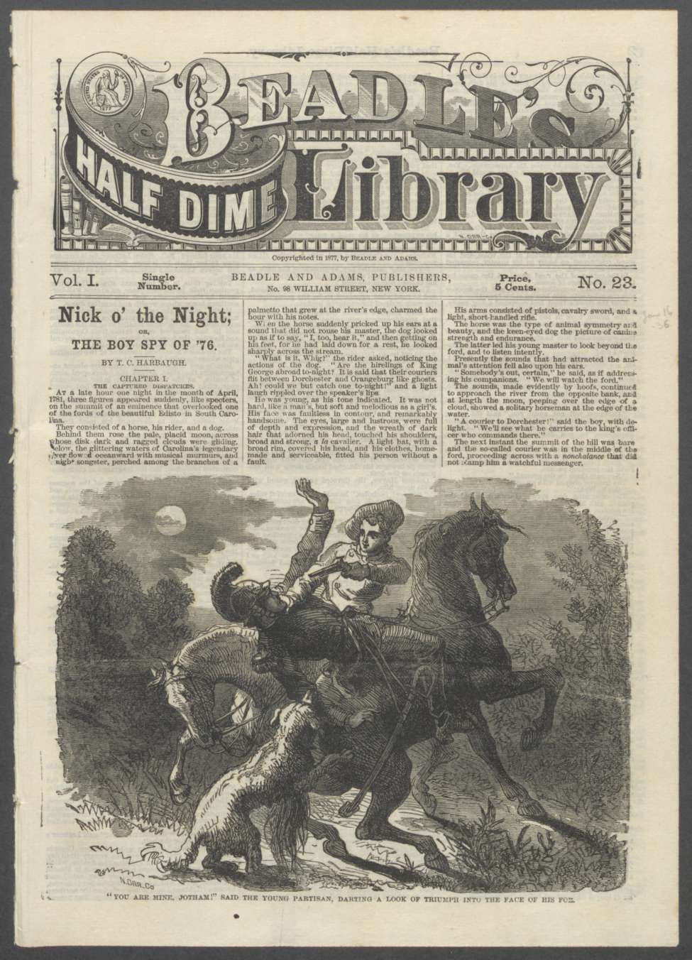 Book Cover For Beadle's Half Dime Library 23 - Nick o' the Night