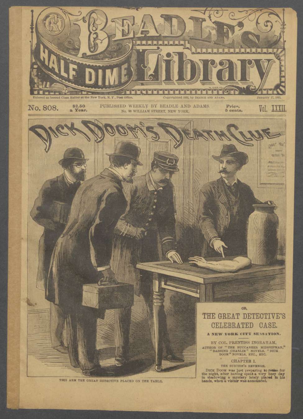 Book Cover For Beadle's Half Dime Library 808 - Dick Doom's Death Clue