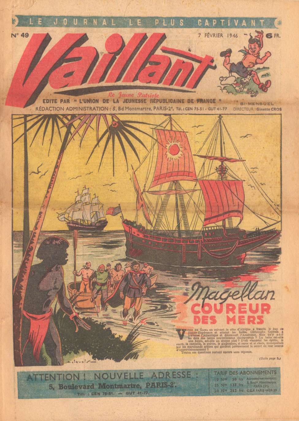 Comic Book Cover For Vaillant 49 - Magellan