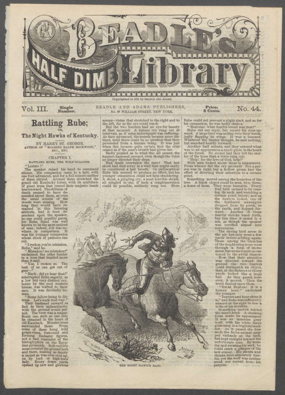 Book Cover For Beadle's Half Dime Library 44 - Rattling Rube