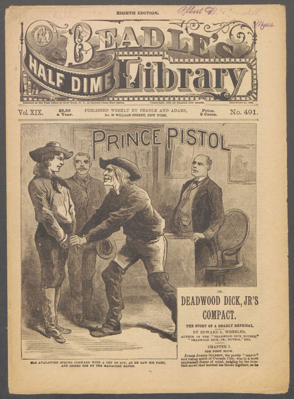 Book Cover For Beadle's Half Dime Library 491 - Prince Pistol