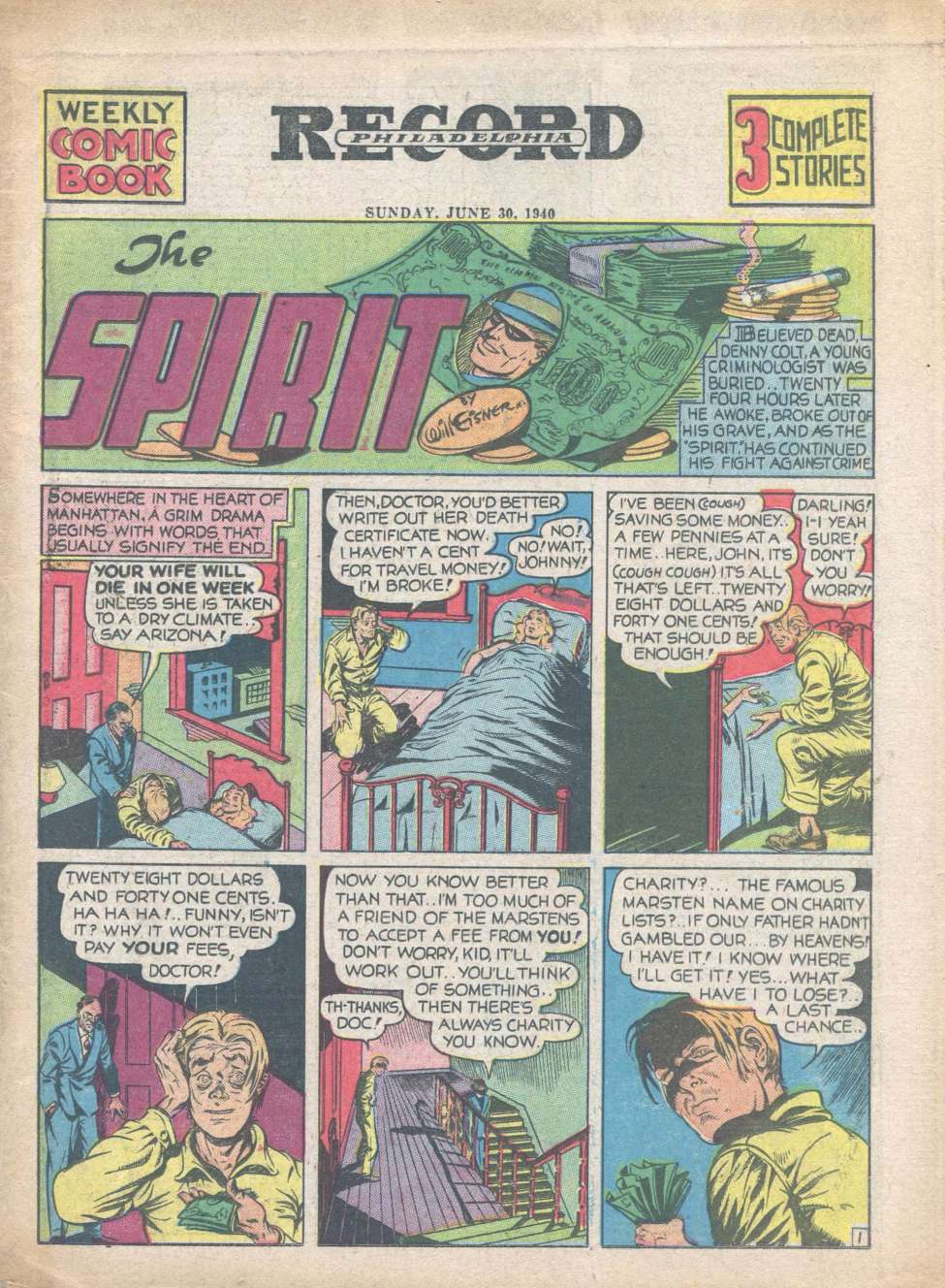 Comic Book Cover For The Spirit (1940-06-30) - Philadelphia Record