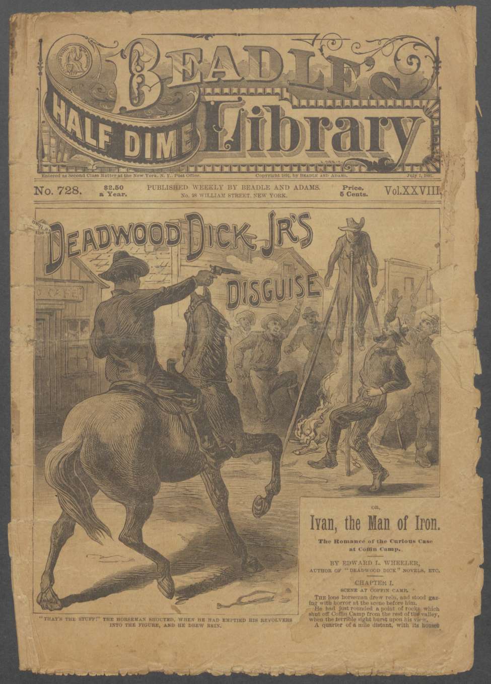 Book Cover For Beadle's Half Dime Library 728 - Deadwood Dick Jr.'s Disguise