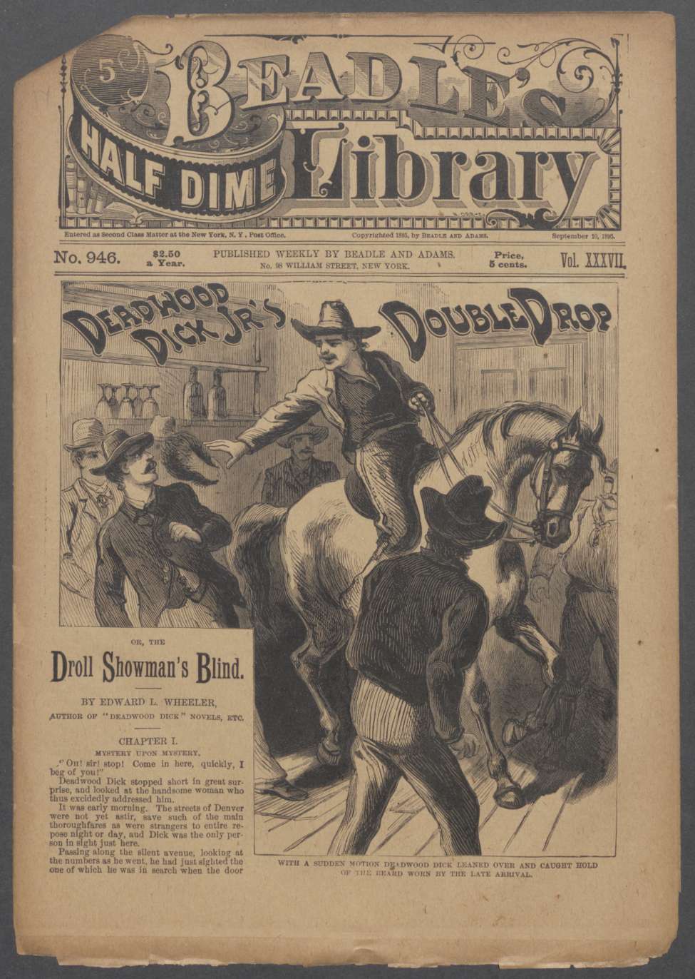 Book Cover For Beadle's Half Dime Library 946 - Deadwood Dick Jr.'s Double Drop