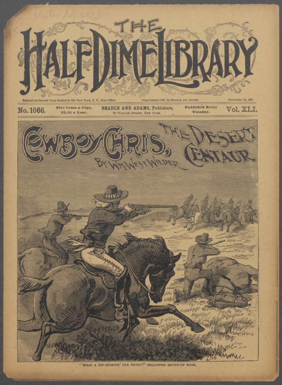 Book Cover For Beadle's Half Dime Library 1065 - Cowboy Chris, the Desert Centaur