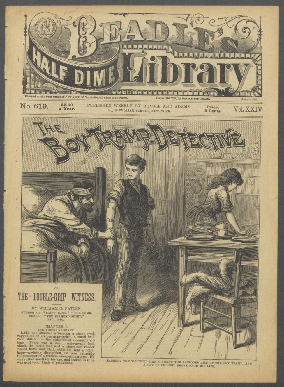 Book Cover For Beadle's Half Dime Library 619 - The Boy Tramp-Detective