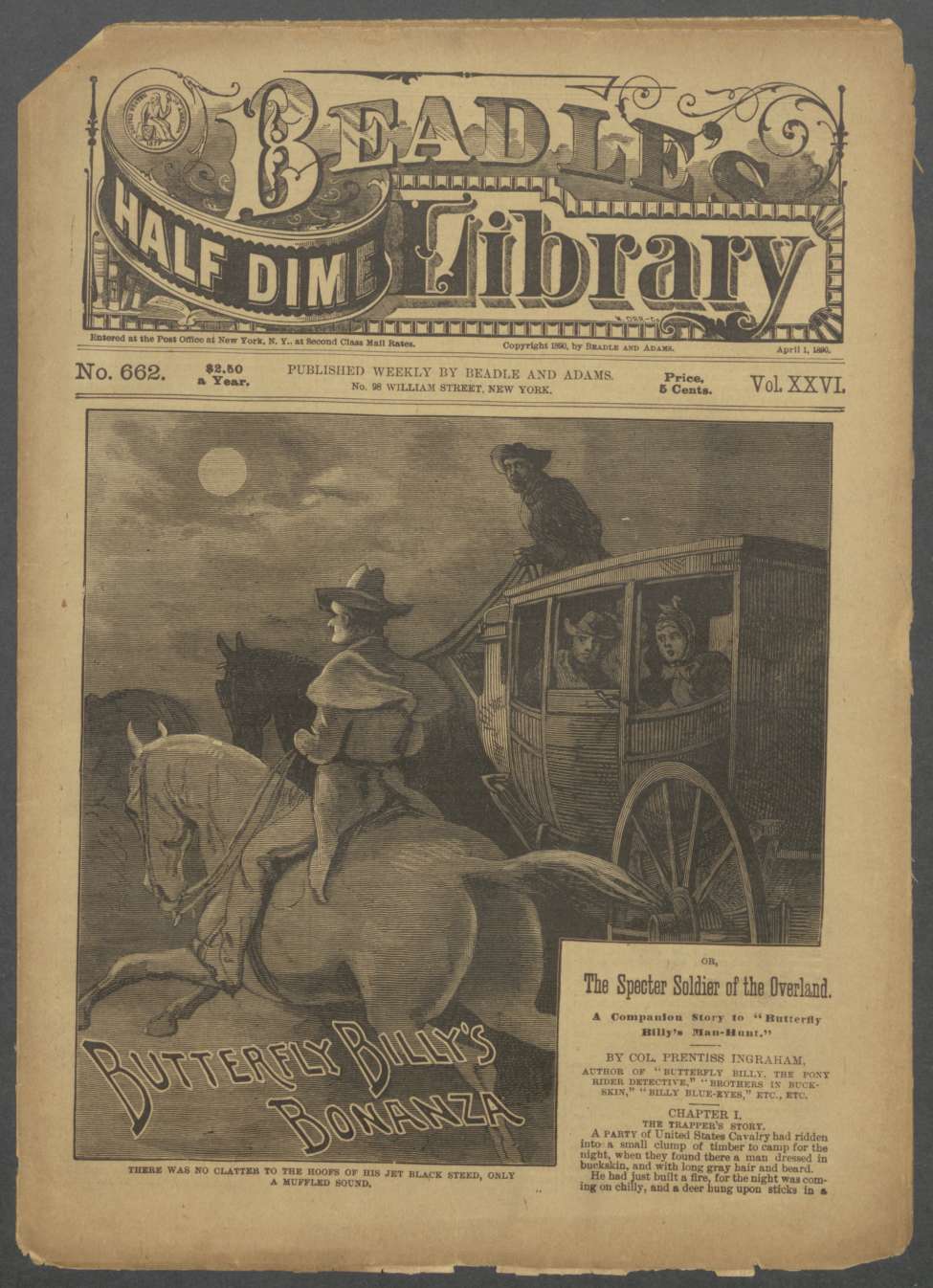 Book Cover For Beadle's Half Dime Library 662 - Butterfly Billy's Bonanza