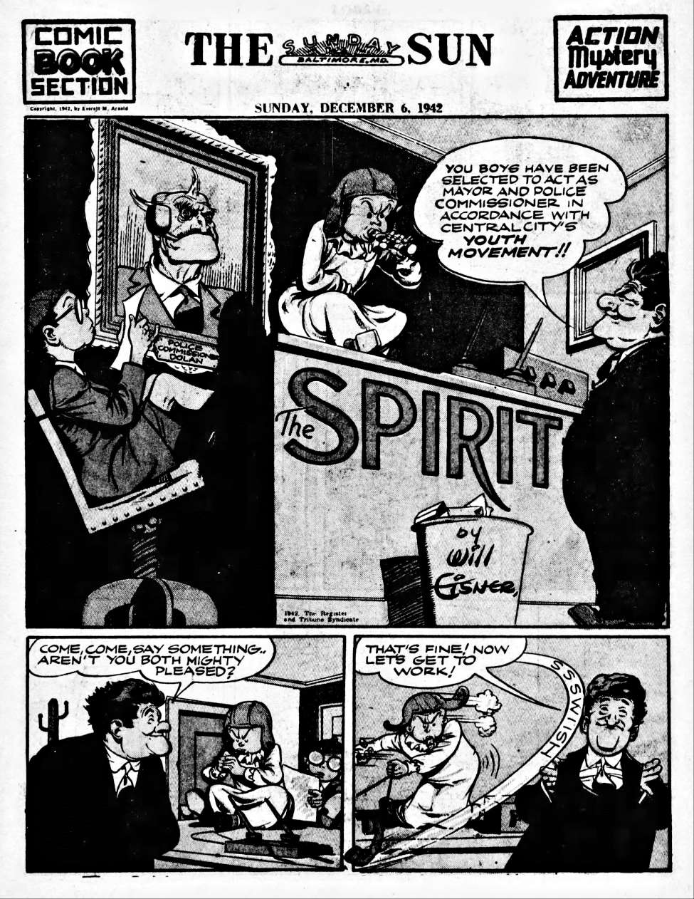 Comic Book Cover For The Spirit (1942-12-06) - Baltimore Sun (b/w)