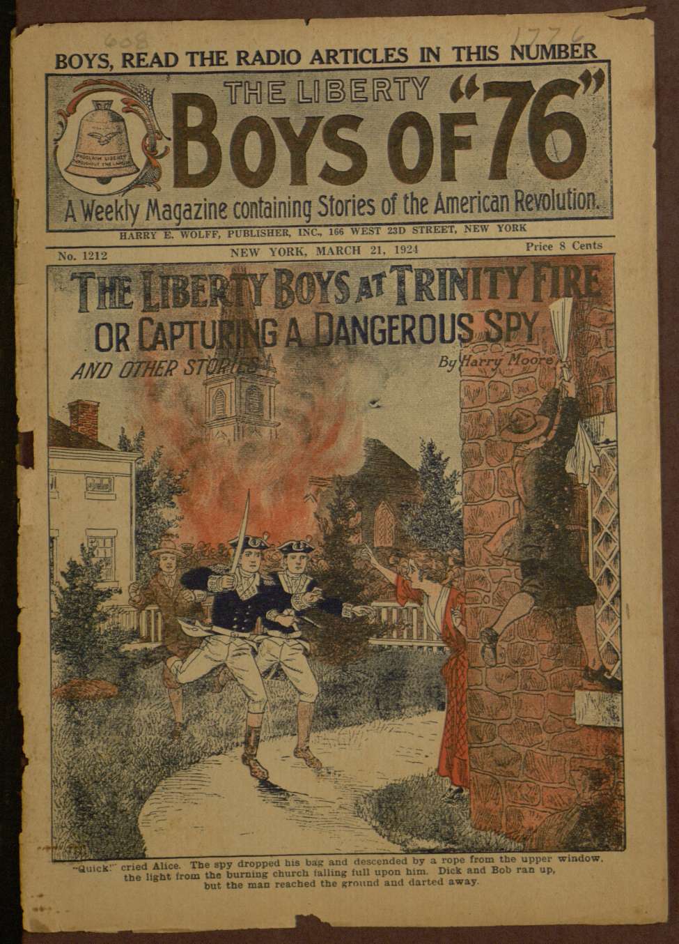 Book Cover For The Liberty Boys of 76 1212 - The Liberty Boys at Trinity Fire