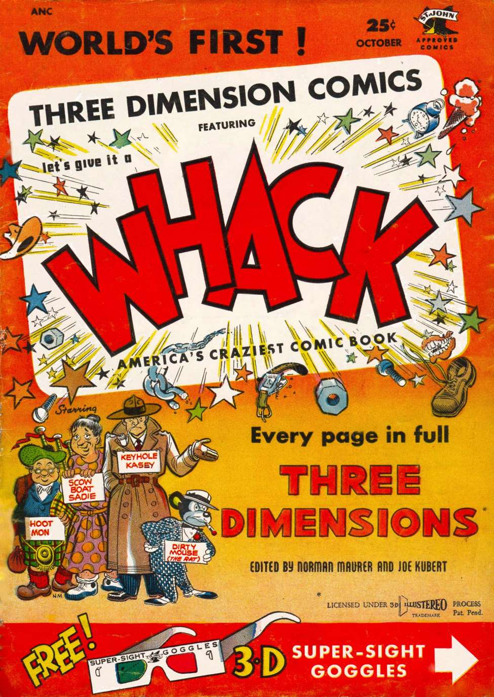 Comic Book Cover For Whack 1 3D (b&w) - Version 2