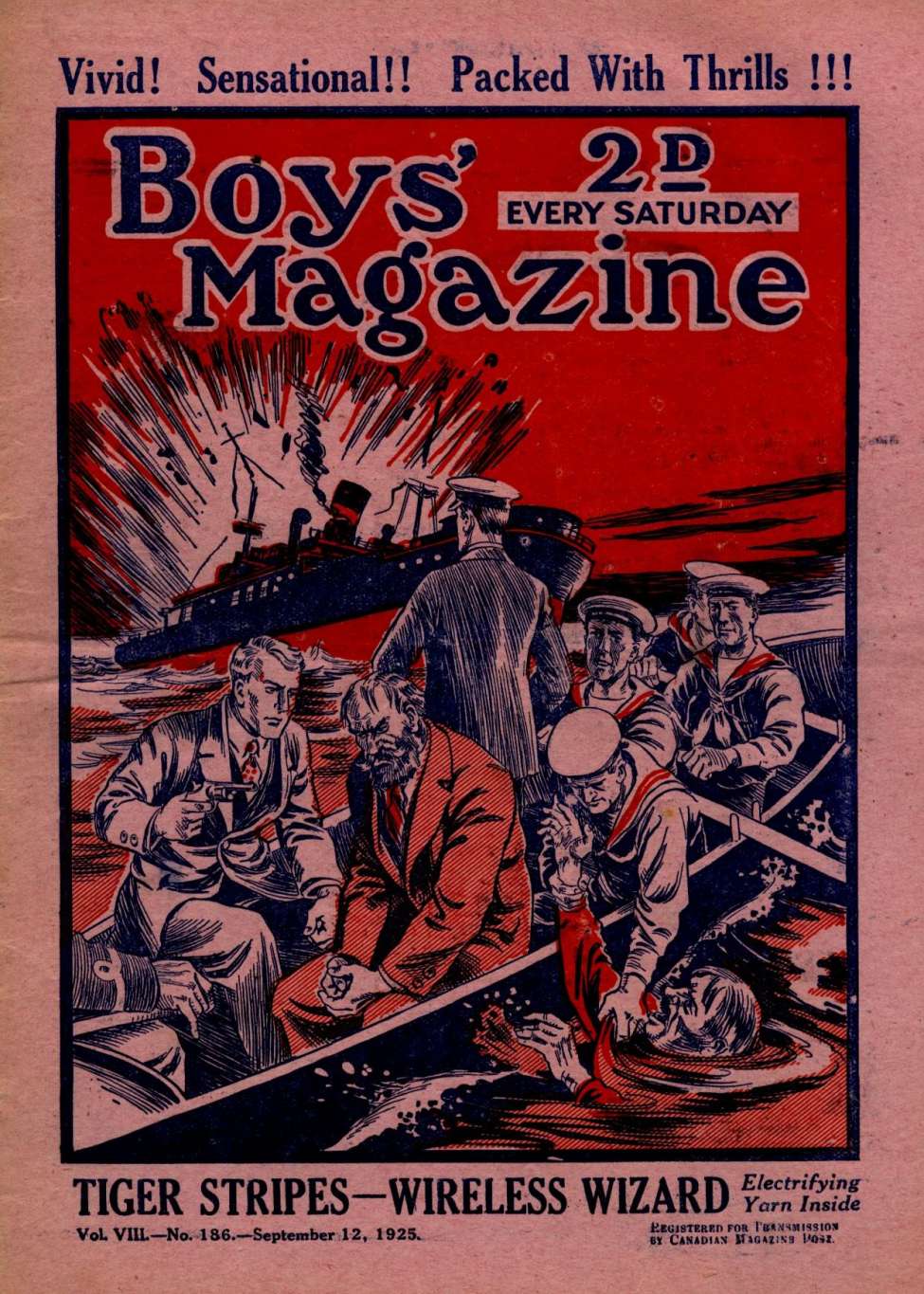 Comic Book Cover For Boys' Magazine 186