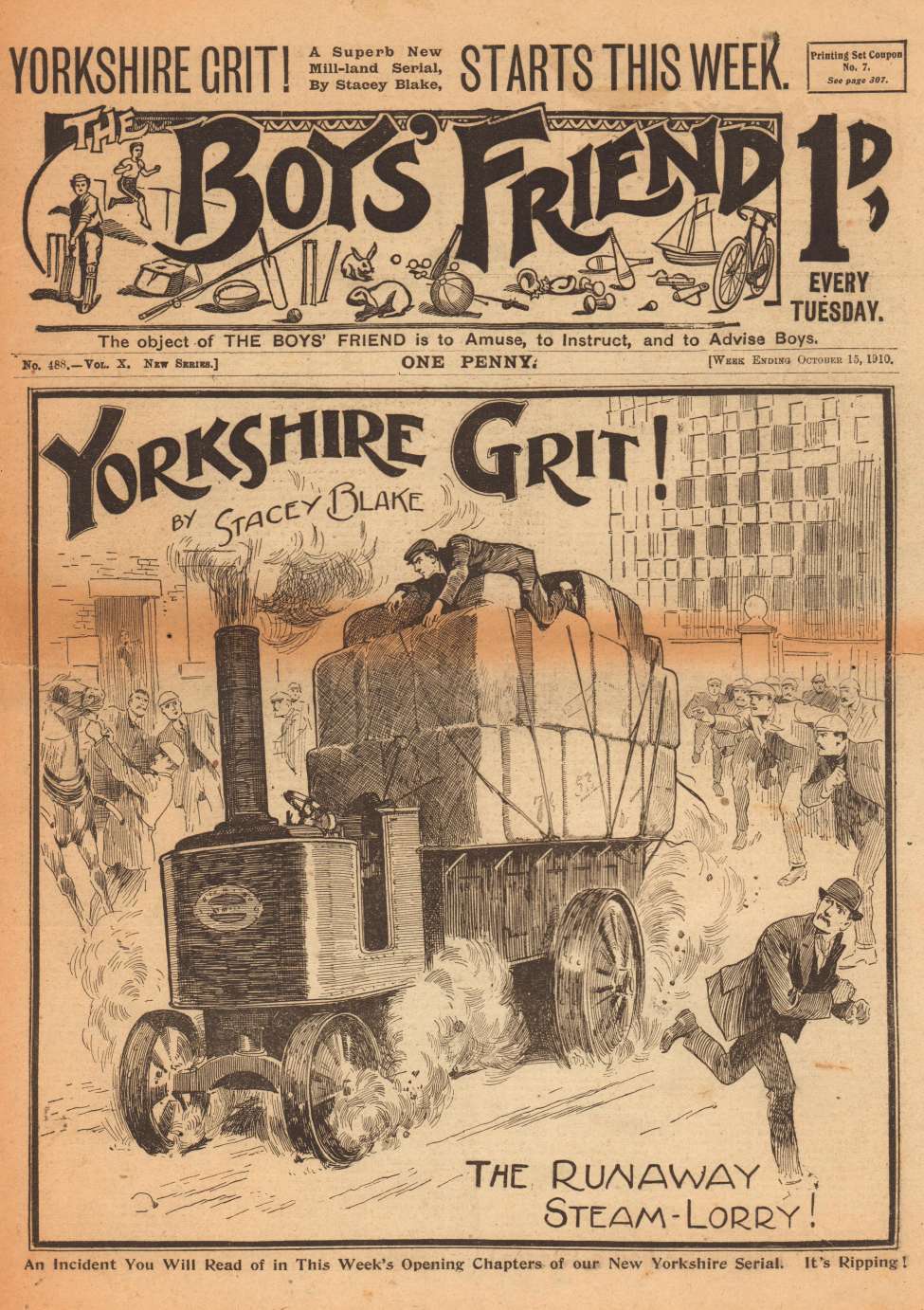 Comic Book Cover For The Boys' Friend 488 - Yorkshire Grit
