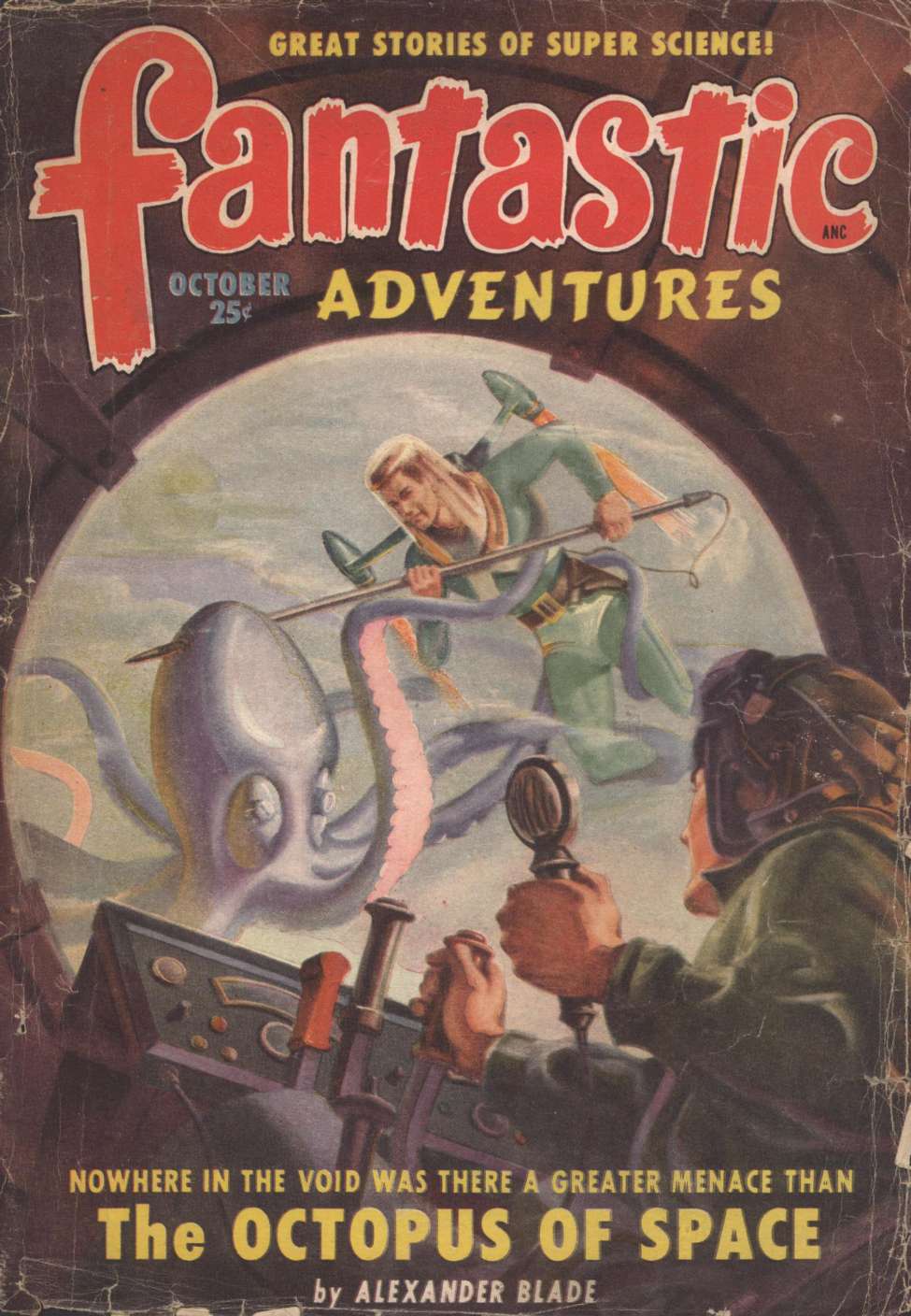 Book Cover For Fantastic Adventures v11 10 - The Octopus of Space - Alexander Blade