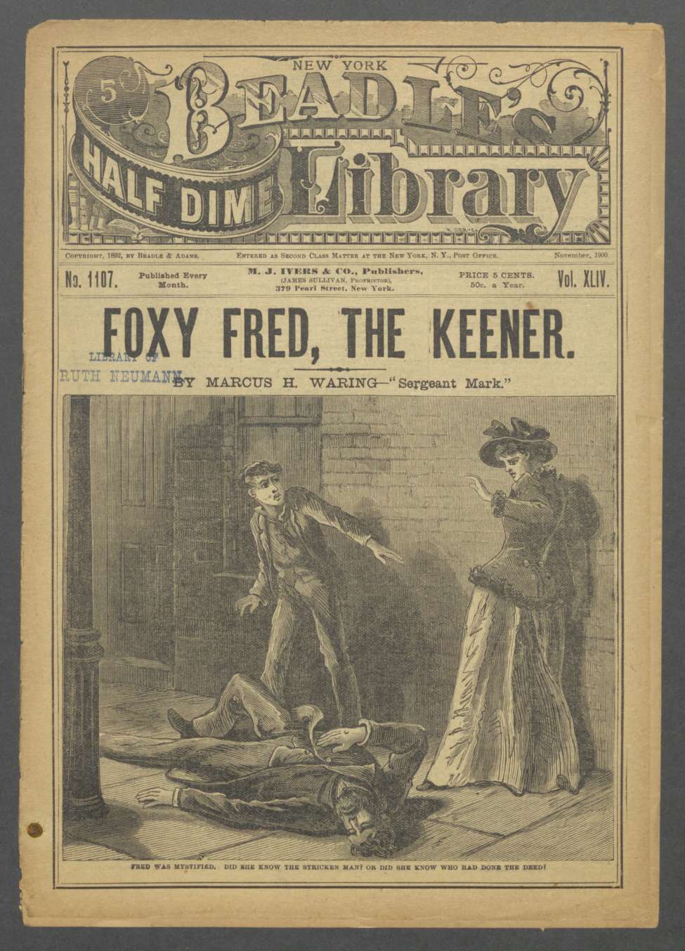 Book Cover For Beadle's Half Dime Library 1107 - Foxy Fred, the Keener