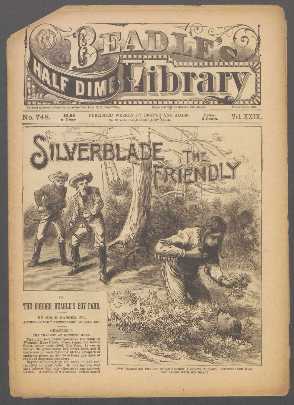 Book Cover For Beadle's Half Dime Library 748 - Silverblade, the Friendly