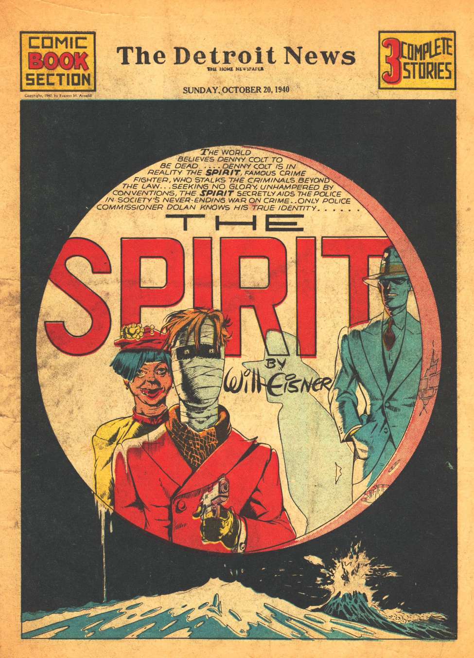 Comic Book Cover For The Spirit (1940-10-20) - Detroit News