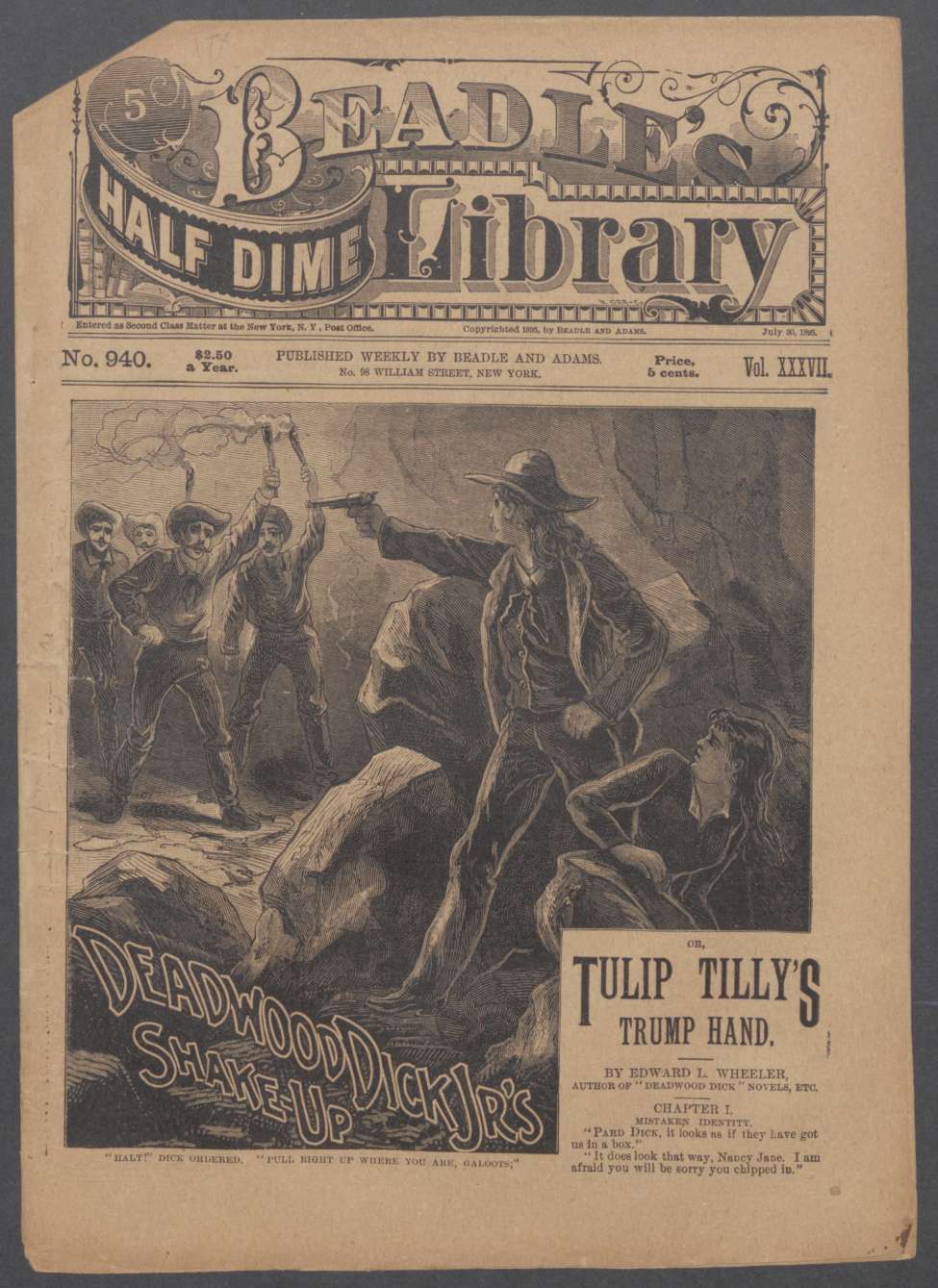 Book Cover For Beadle's Half Dime Library 940 - Deadwood Dick Jr.'s Shake-Up