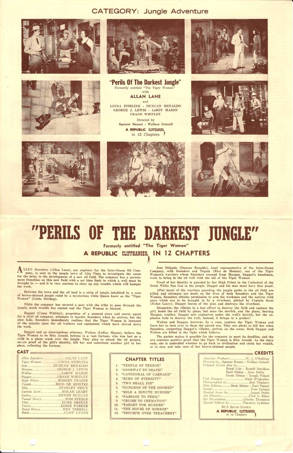 Book Cover For Perils of the Darkest Jungle (The Tiger Woman) Pressbook