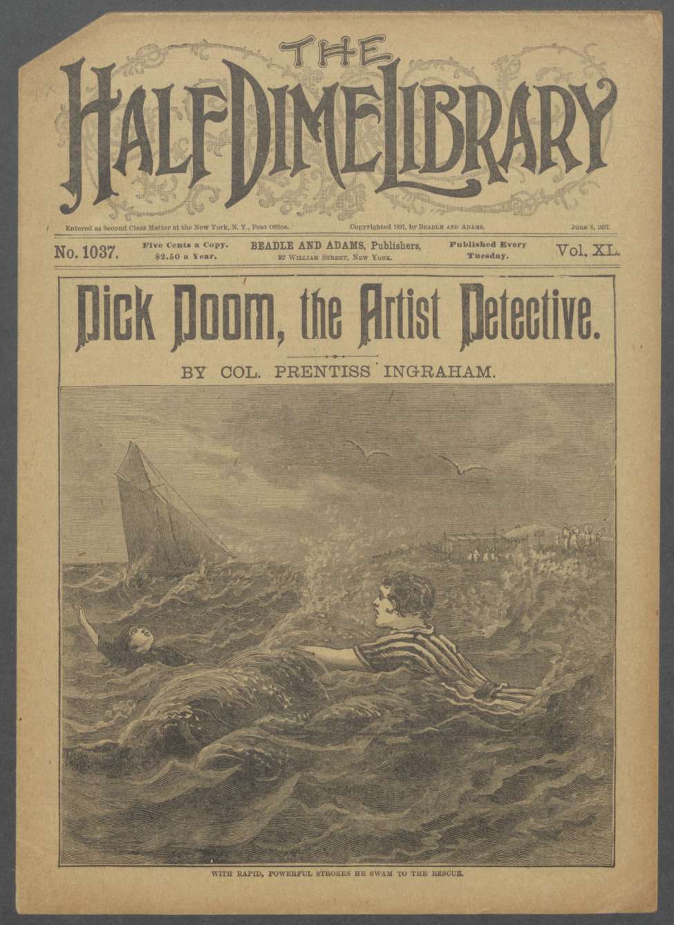 Book Cover For Beadle's Half Dime Library 1037 - Dick Doom, the Artist Detective