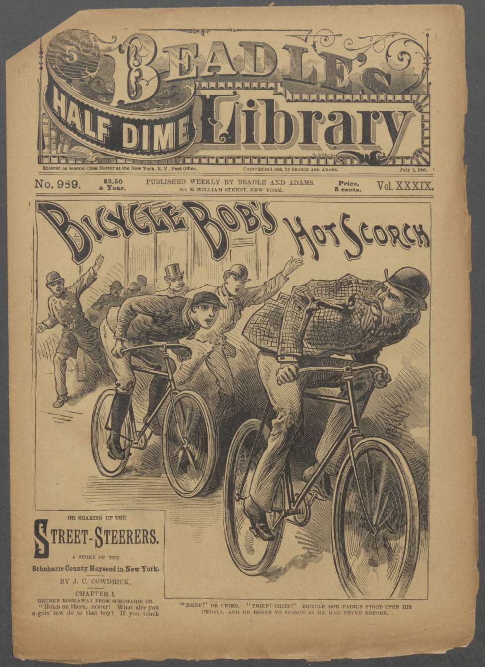 Book Cover For Beadle's Half Dime Library 989 - Bicycle Bob's Hot Scorch