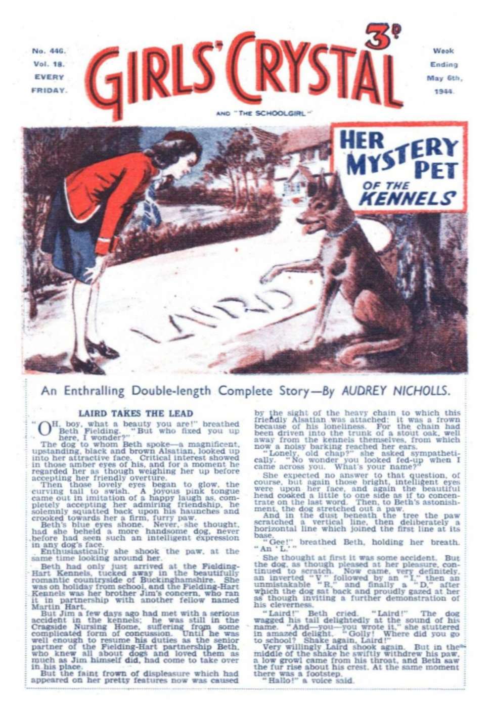 Comic Book Cover For Girls' Crystal 446 - Her Mystery Pet of the Kennels
