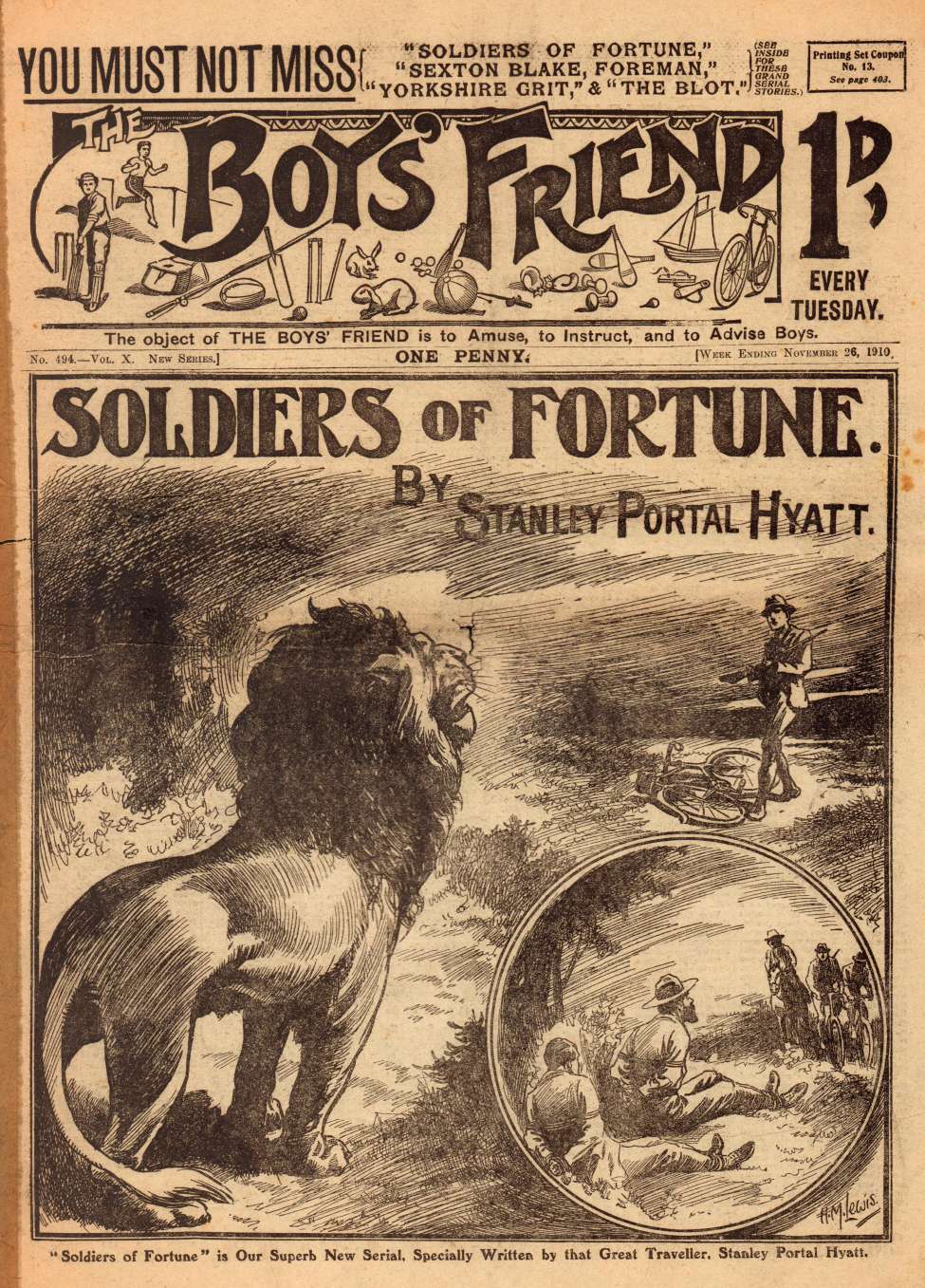 Comic Book Cover For The Boys' Friend 494 - Soldiers of Fortune