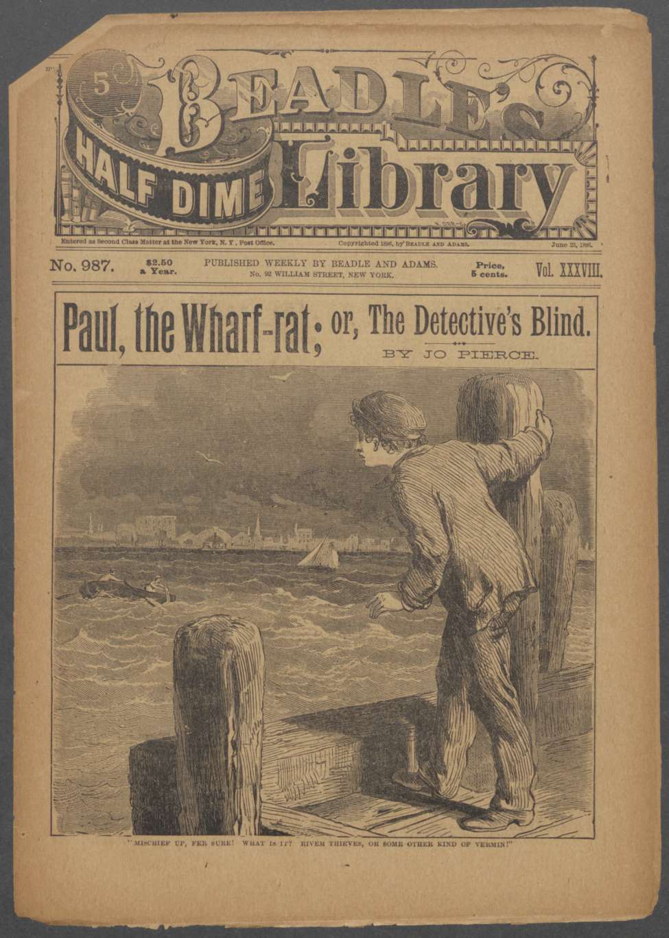 Book Cover For Beadle's Half Dime Library 987 - Paul, the Wharf-Rat