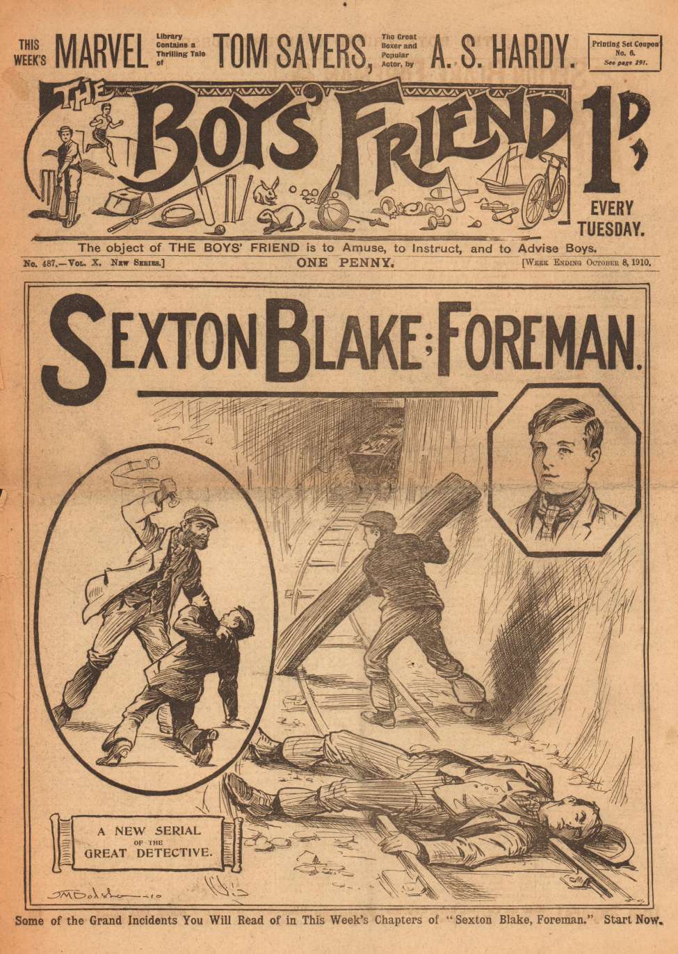 Comic Book Cover For The Boys' Friend 487 - Sexton Blake: Foreman