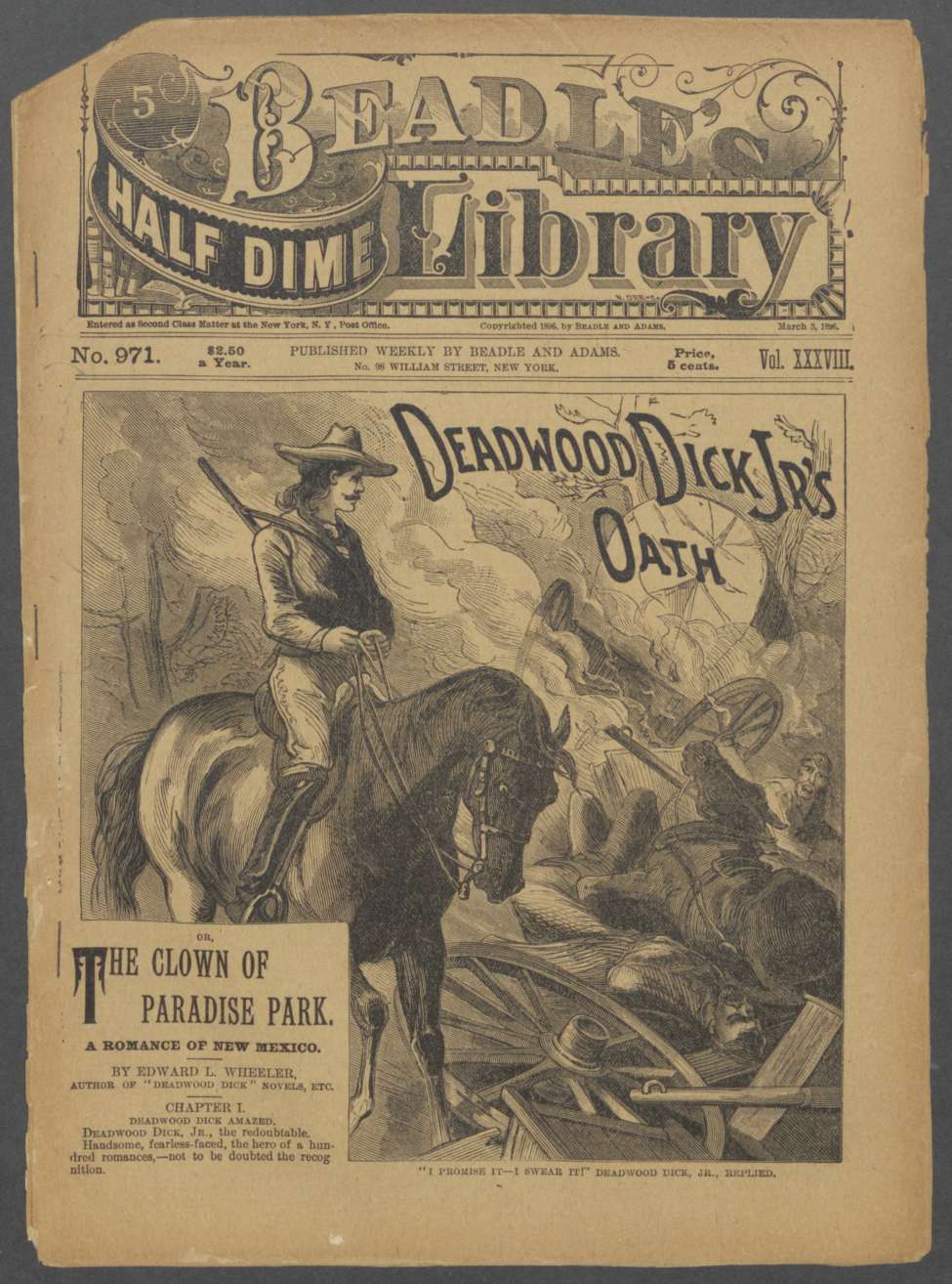 Book Cover For Beadle's Half Dime Library 971 - Deadwood Dick Jr.'s Oath