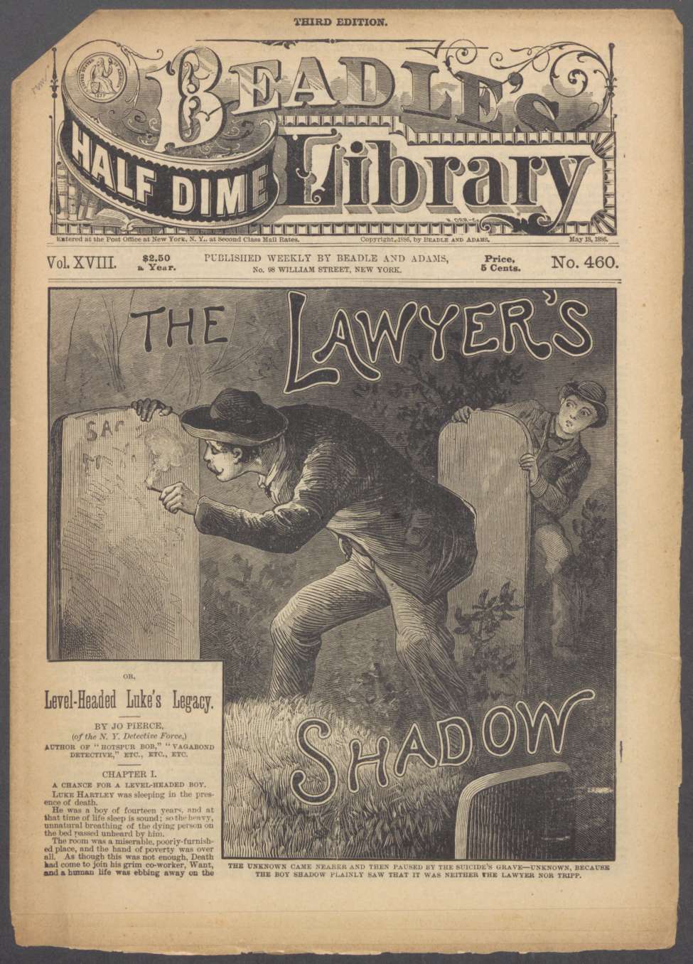 Book Cover For Beadle's Half Dime Library 460 - Lawyers' Shadow