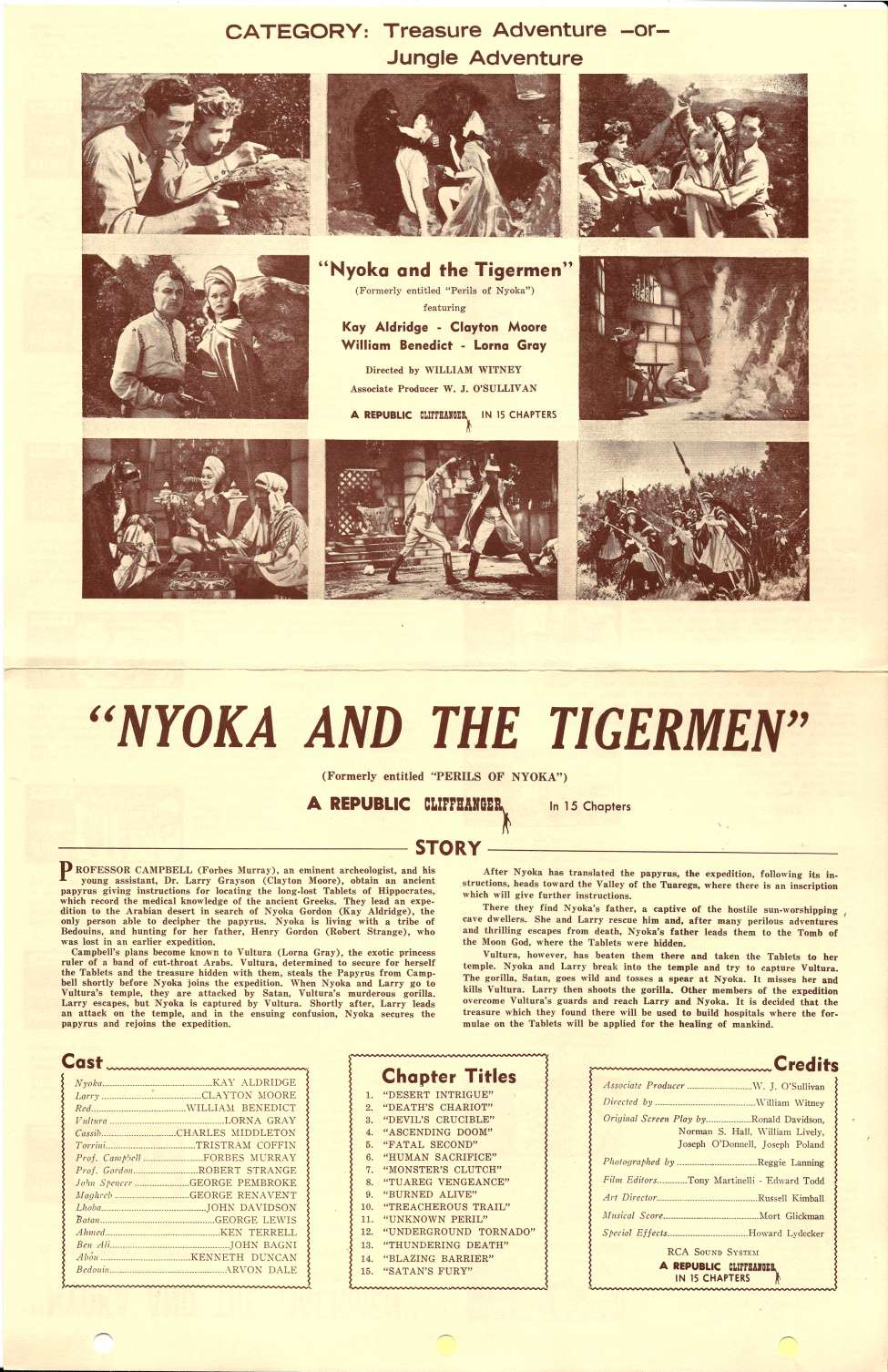 Book Cover For Nyoka and the Tigermen (The Perils of Nyoka) Pressbook