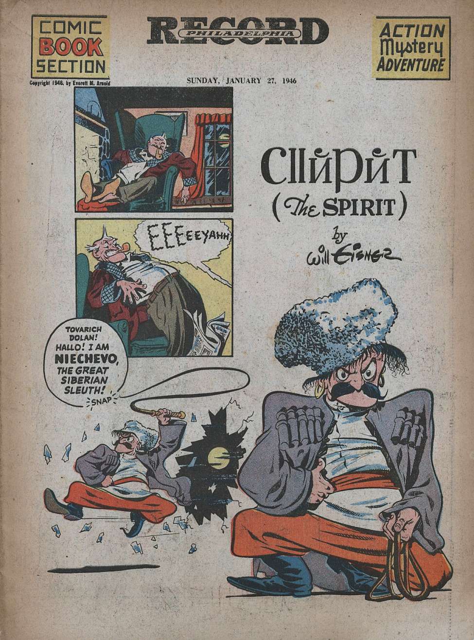 Comic Book Cover For The Spirit (1946-01-27) - Philadelphia Record