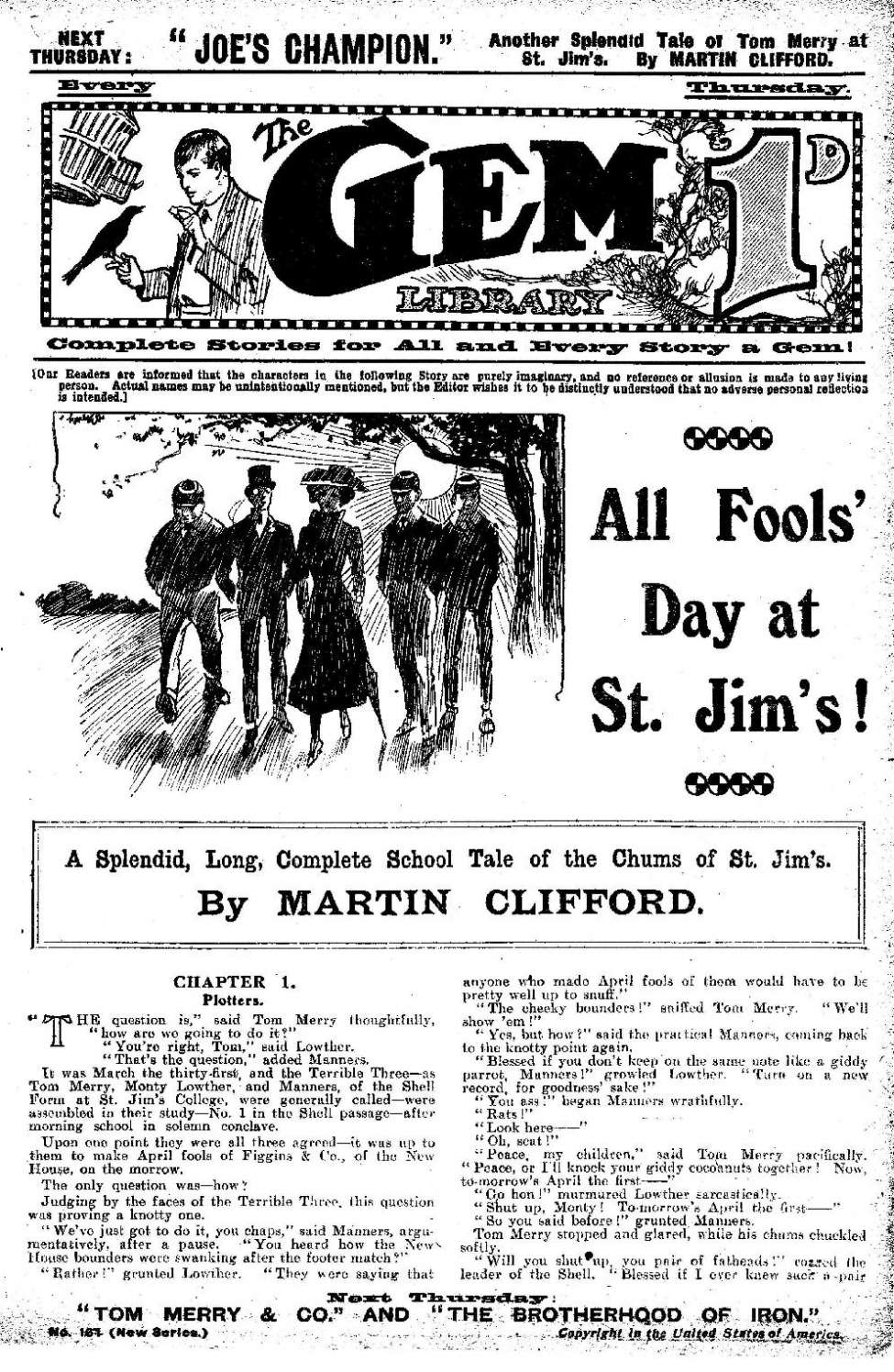 Comic Book Cover For The Gem v2 164 - All Fools’ Day at St. Jim’s