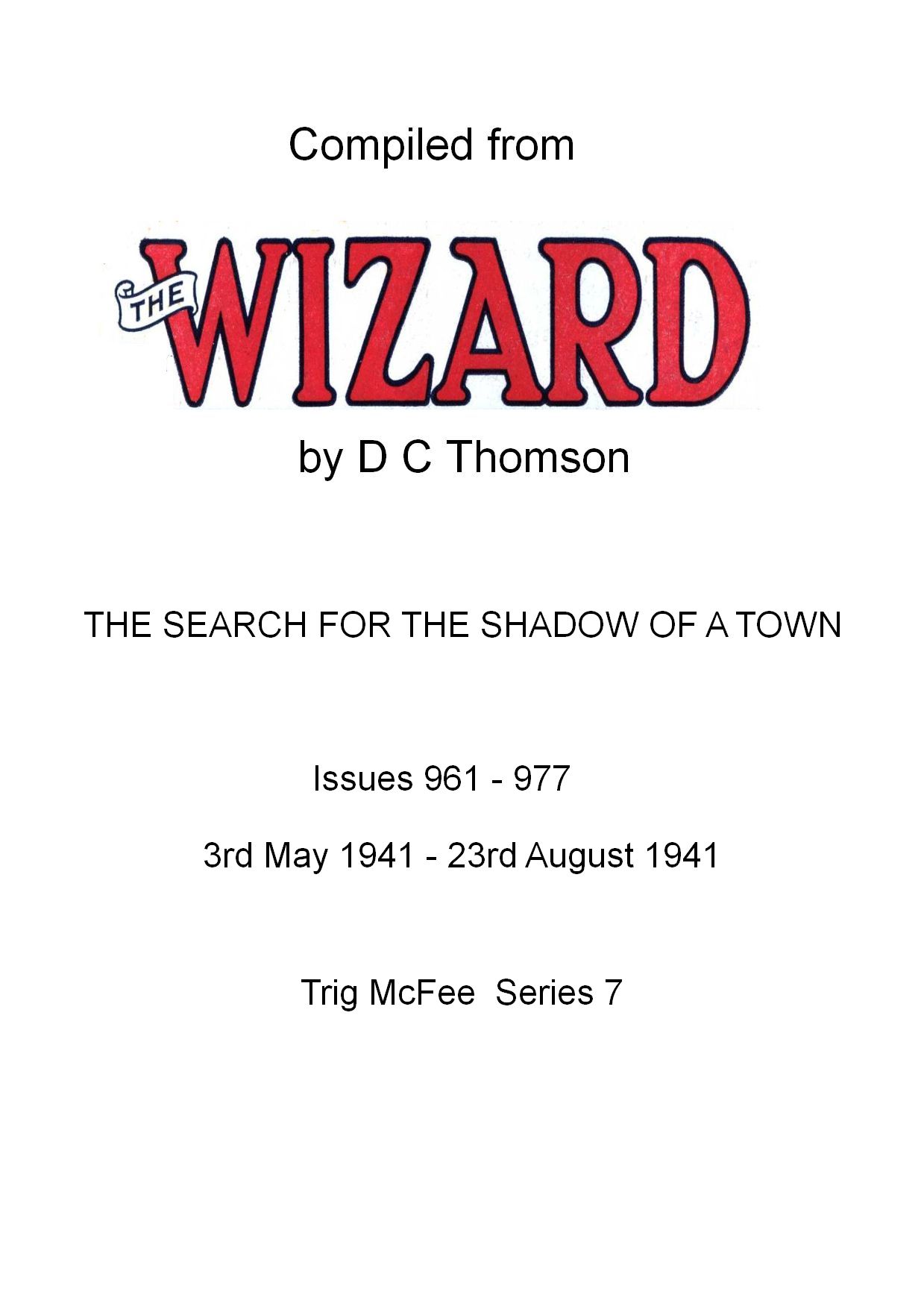 Comic Book Cover For The Search for The Shadow of A Town