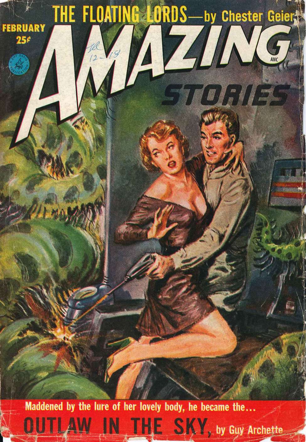 Comic Book Cover For Amazing Stories v27 2 - Outlaw in the Sky - Guy Archette