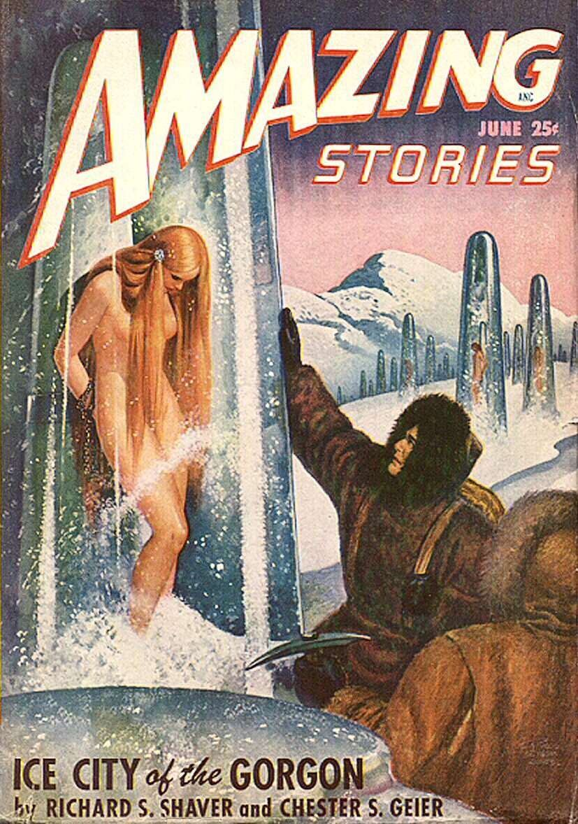 Comic Book Cover For Amazing Stories v22 6 - Ice City of the Gorgon - Richard S. Shaver