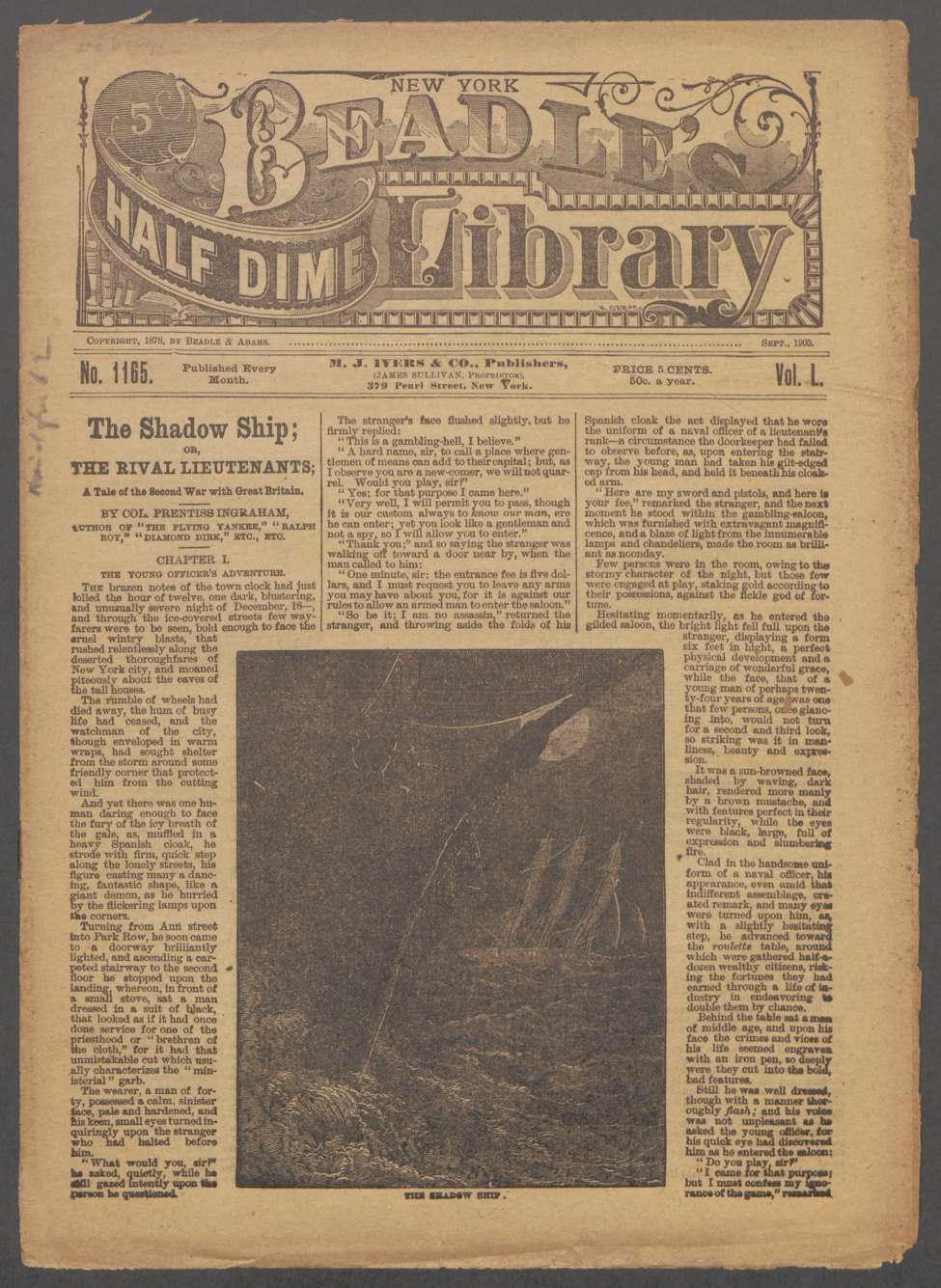 Book Cover For Beadle's Half Dime Library 1165 - Shadow Ship