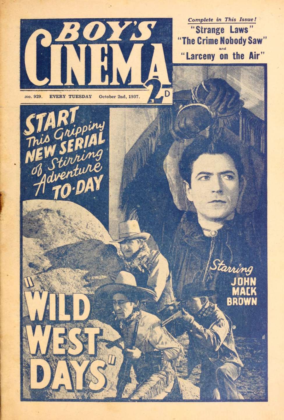 Comic Book Cover For Boy's Cinema 929 - Wild West Days - John Mack Brown