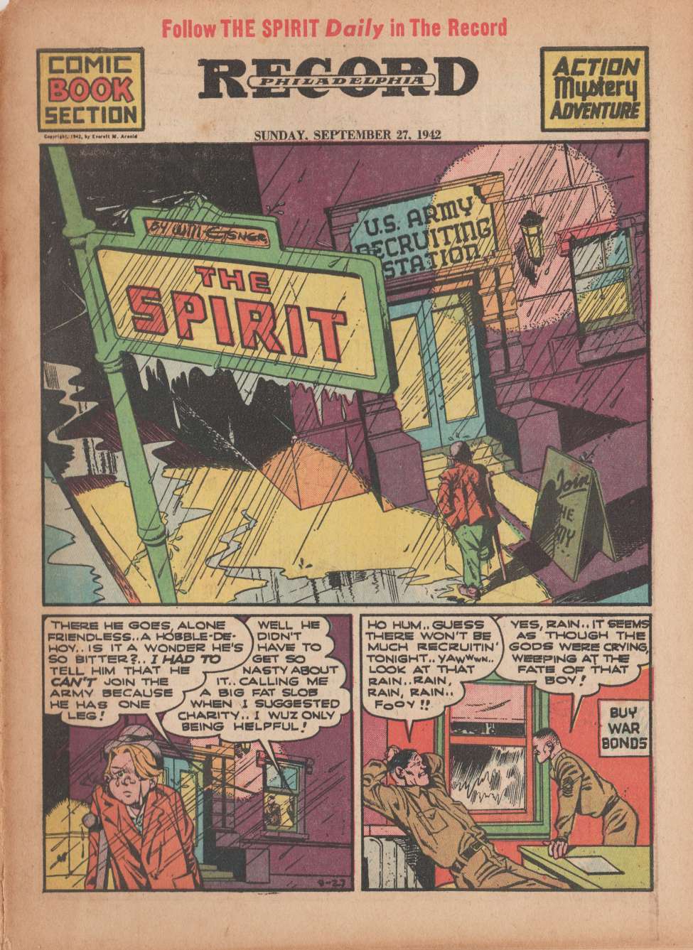 Comic Book Cover For The Spirit (1942-09-27) - Philadelphia Record