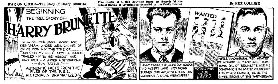 Comic Book Cover For War on Crime G1-42 Harry Brunette Jul 19 to Sep 4 1937