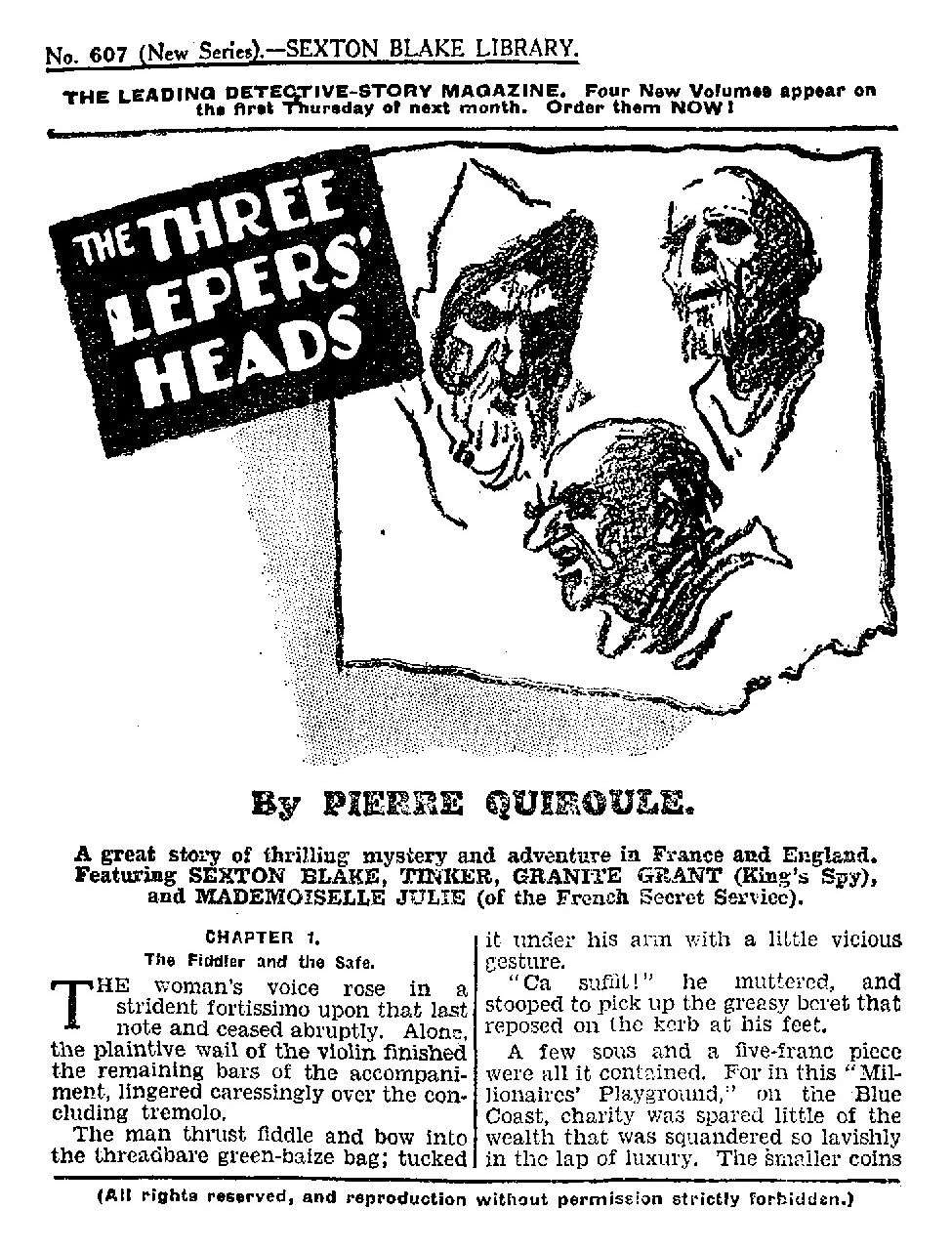 Comic Book Cover For Sexton Blake Library S2 607 - The Three Lepers' Heads