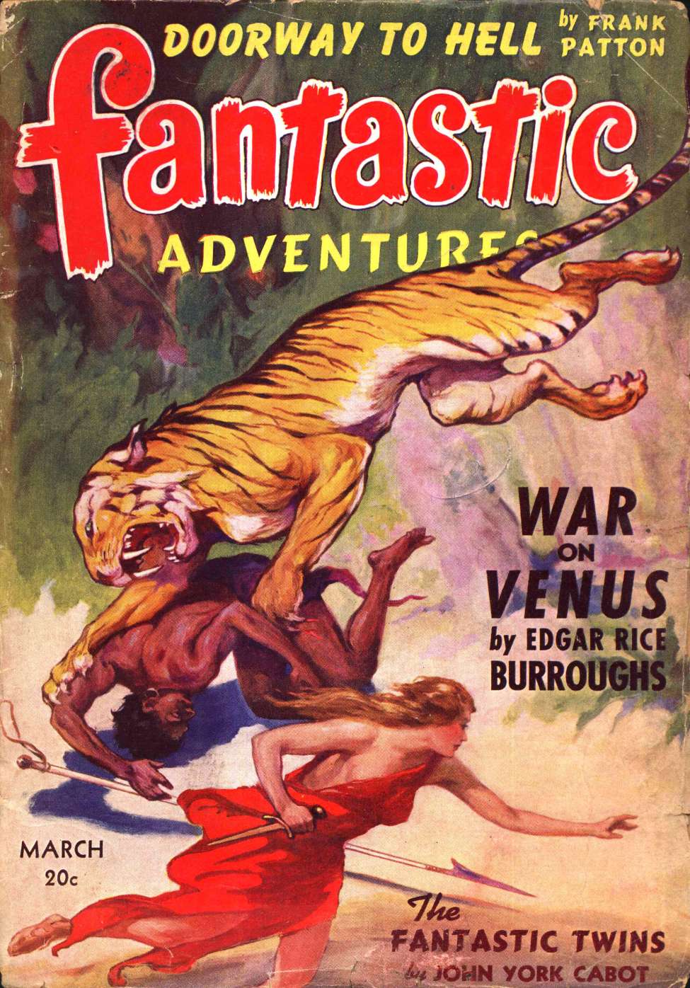 Book Cover For Fantastic Adventures v4 3 - War on Venus - Edgar Rice Burroughs